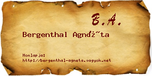 Bergenthal Agnéta névjegykártya